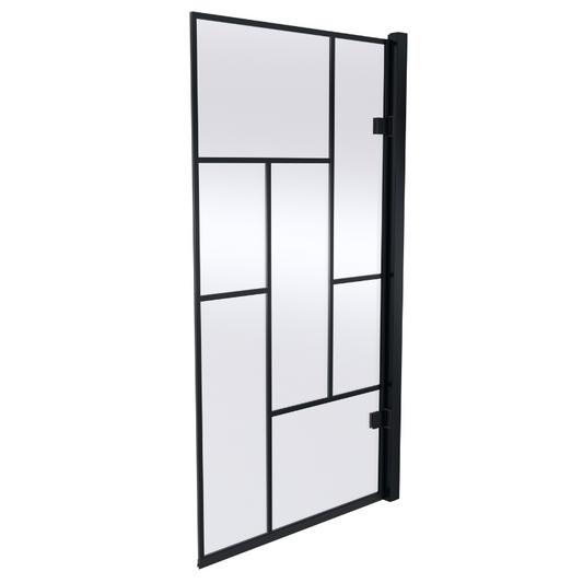 Nuie Square Hinged Abstract Bath Screen (1 size, Black) - Brandnew Bathroom