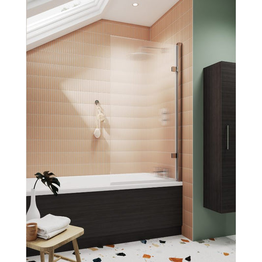 Nuie Square Hinged Fluted Bath Screen (1 size, 3 colours) - Brandnew Bathroom