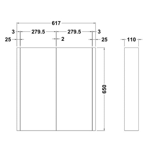 Nuie Parade Eden Wall Hung 2 Door Mirror Cabinet (1 size, Gloss White) - Brand New Bathrooms