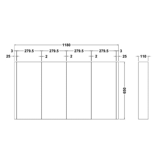 Nuie Eden Wall Hung 4 Door Mirror Cabinet (1 size, Gloss White) - Brand New Bathrooms