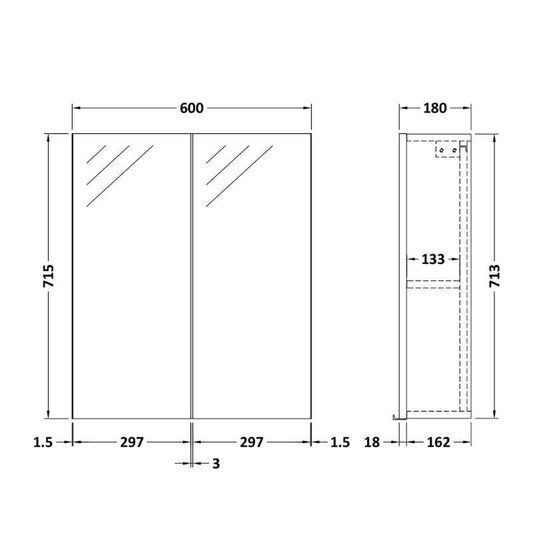Nuie Athena Fusion Fitted Wall Hung 2 Door Mirror Unit (1 size, Gloss White) - Brand New Bathrooms
