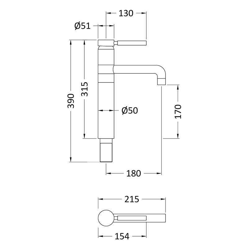 Hudson Reed Tec Single Lever High Rise Mixer (1 size, 2 colours) - Brand New Bathrooms