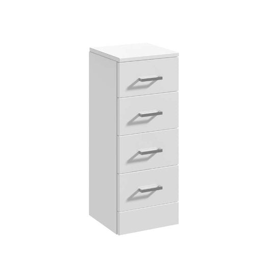 Nuie Mayford Floor Standing 4 Drawer Unit (2 sizes, Gloss White) - Brand New Bathrooms