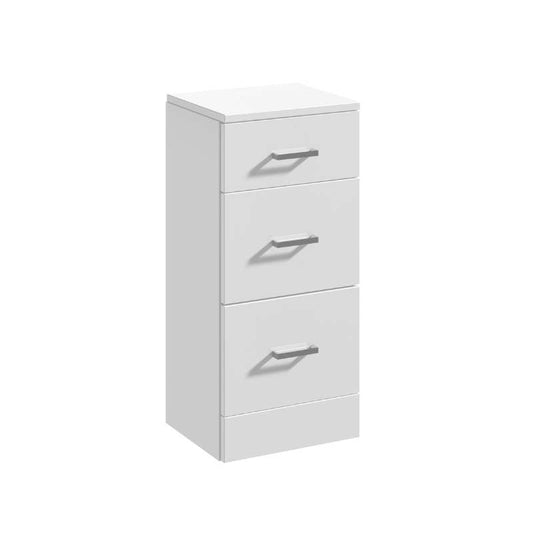 Nuie Mayford Floor Standing 3 Drawer Unit (2 sizes, Gloss White) - Brand New Bathrooms