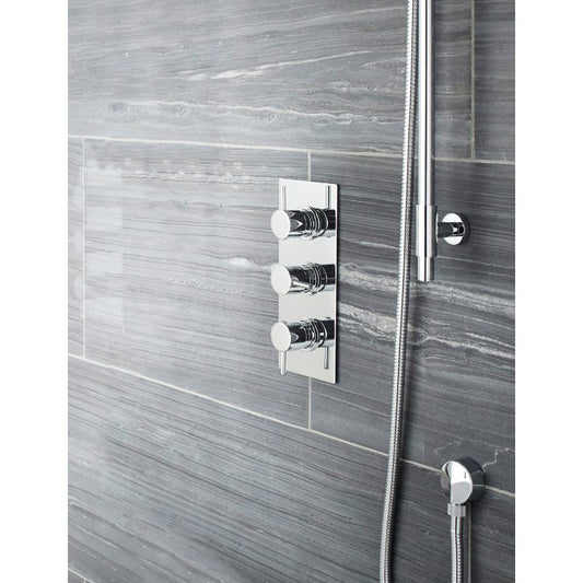 Nuie Round Showers Triple Thermostatic Shower Valve With Diverter (1 size, Chrome) - Brand New Bathrooms