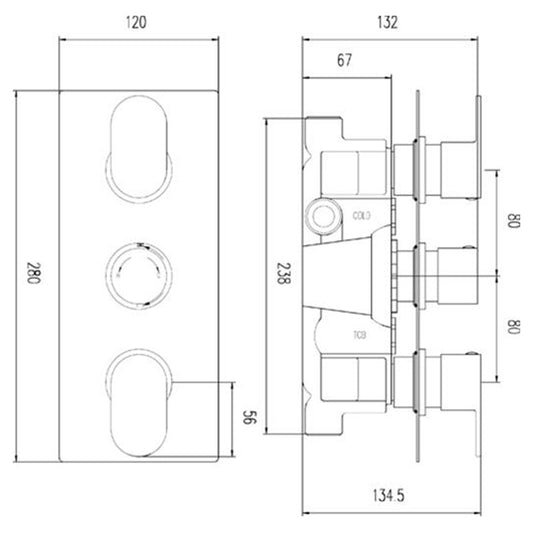 Hudson Reed Reign Thermostatic Shower Valve (2 styles, Chrome) - Brandnew Bathroom