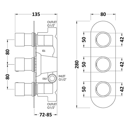 Hudson Reed Round Valves Valve (2 styles, Chrome) - Brandnew Bathroom