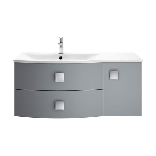 Hudson Reed Sarenna Wall Hung Left Hand Double Drawer Single Door 1000mm Vanity Unit with Polymarble Basin (1 size, 3 colours) - Brand New Bathrooms