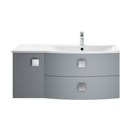 Hudson Reed Sarenna Wall Hung Right Hand Double Drawer Single Door 1000mm Vanity Unit with Polymarble Basin (1 size, 3 colours) - Brand New Bathrooms