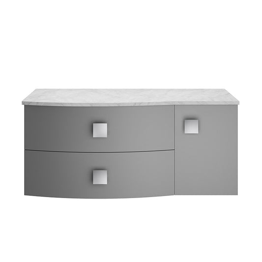Hudson Reed Sarenna Wall Hung Left Hand Double Drawer Single Door 1000mm Vanity Unit with Grey Marble Top (1 size, 3 colours) - Brand New Bathrooms