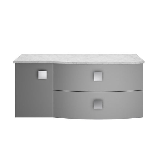 Hudson Reed Sarenna Wall Hung Right Hand Double Drawer Single Door 1000mm Vanity Unit with Grey Marble Top (1 size, 3 colours) - Brand New Bathrooms