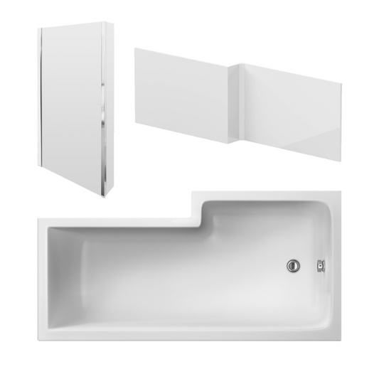 Brand New Bathrooms - Nuie 1600mm Square Shower Bath Set (2 sizes, White)