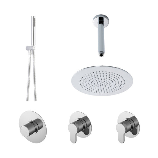 Nuie 2 Outlet Arvan Double Bundle With Stop Taps (1 size, Chrome) - Brand New Bathrooms