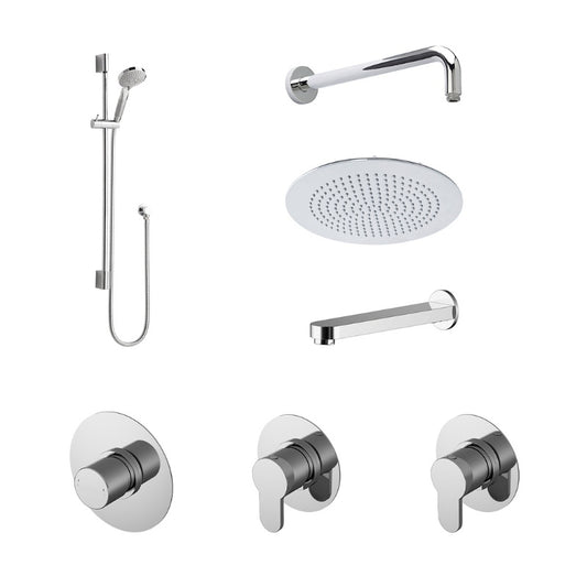 Nuie 3 Outlet Arvan Bundle With Stop Tap & Diverter (1 size, Chrome) - Brand New Bathrooms