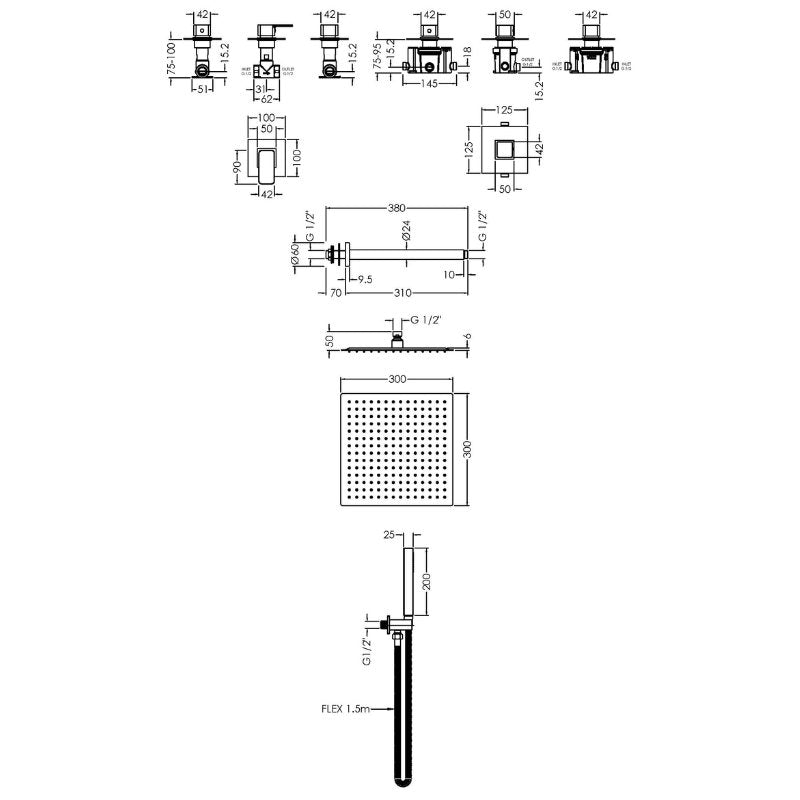 Nuie 2 Outlet Windon Bundle With Stop Taps (1 size, Chrome) - Brand New Bathrooms