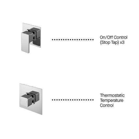 Nuie 3 Outlet Windon Bundle With Stop Taps (1 size, Chrome) - Brand New Bathrooms