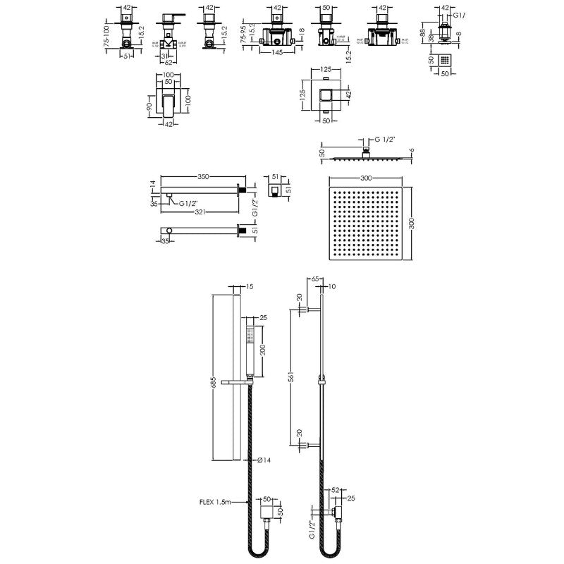 Nuie 3 Outlet Windon Bundle With Stop Taps (1 size, Chrome) - Brand New Bathrooms