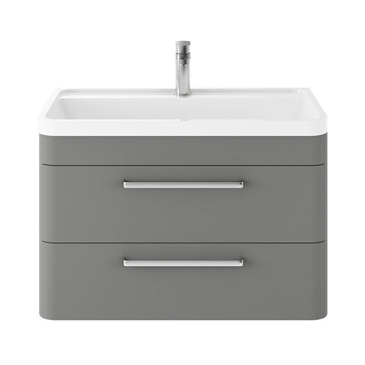 Hudson Reed Solar Wall Hung Double Drawer 800mm Vanity Unit with Polymarble Basin (1 size, 4 colours) - Brand New Bathrooms