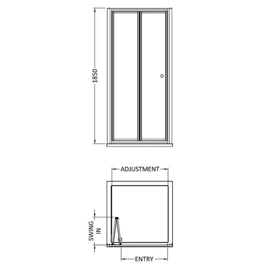 Nuie Ella Bi-Folding Shower Door (3 sizes, Chrome) - Brandnew Bathroom