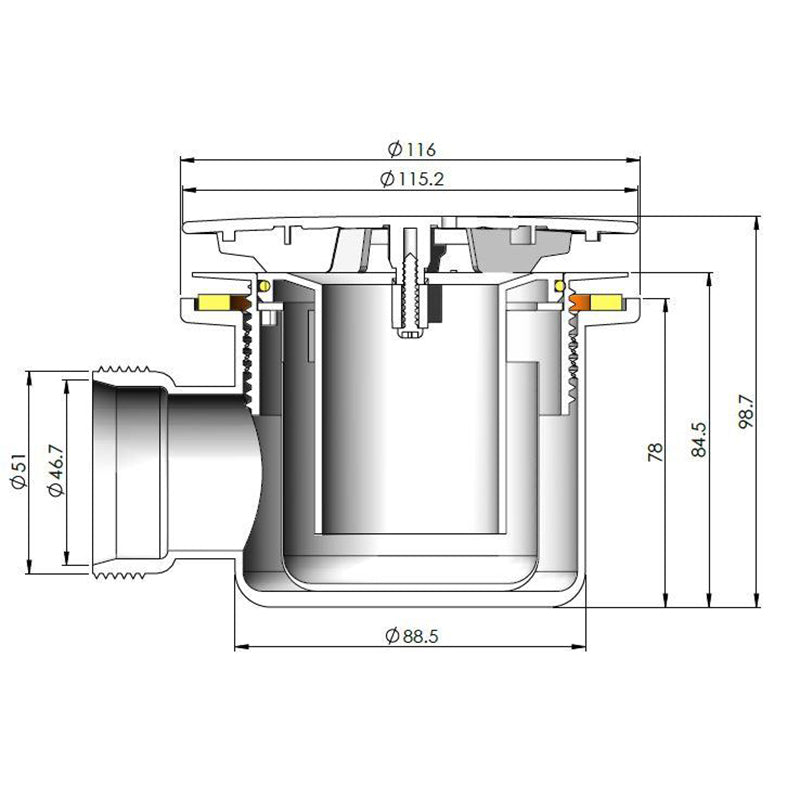 Nuie Fast Flow Shower Waste (1 sizes, 3 Colours) - Brandnew Bathroom