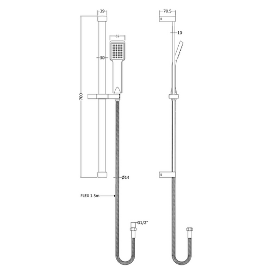 Nuie Rail Kits Square Slide Rail Kit (1 size, Chrome) - Brand New Bathrooms