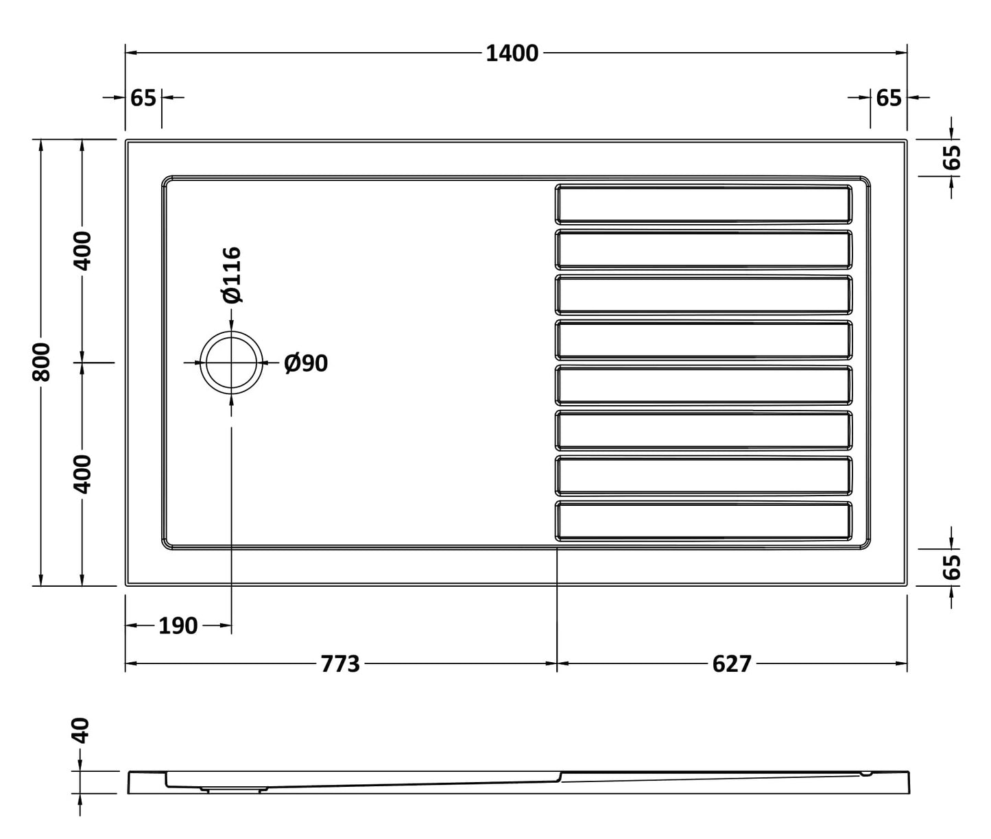 Nuie Rectangular Walk-In Slimline Shower Tray (5 sizes, Grey) - Brand New Bathrooms