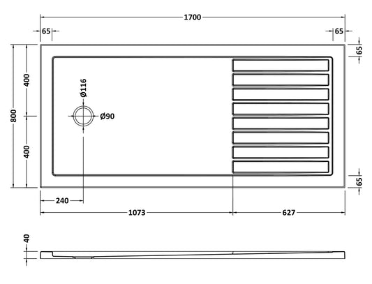 Nuie Rectangular Walk-In Slimline Shower Tray (5 sizes, Grey) - Brand New Bathrooms