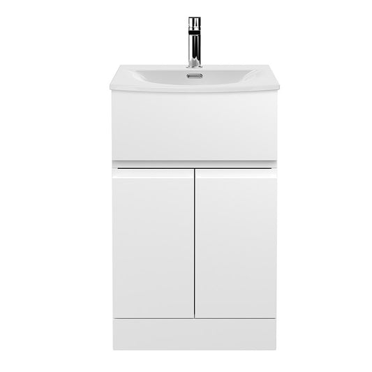 Hudson Reed Urban Floor Standing Double Door/Single Drawer 500mm Unit and Curved Ceramic Basin (1 size, 5 colours) - Brand New Bathrooms