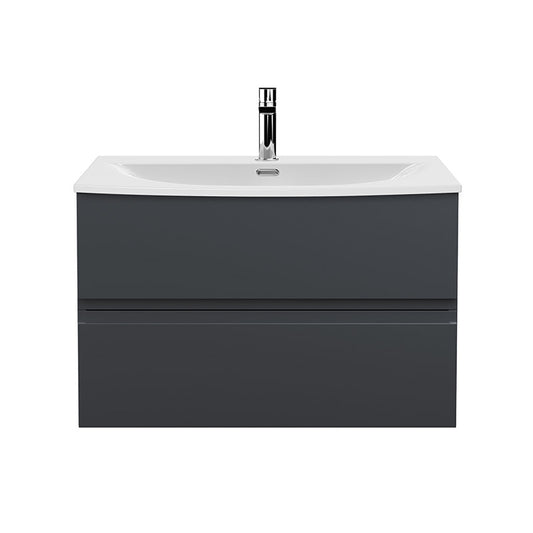 Hudson Reed Urban Wall Hung Double Drawer 800mm Vanity Unit with Curved Ceramic Basin (1 size, 5 colours) - Brand New Bathrooms
