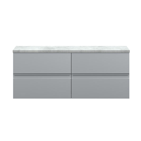 Hudson Reed Urban Wall Hung Four Drawer 1200mm Unit & Laminate Bellato Grey Worktop (1 size, 5 colours) - Brand New Bathrooms