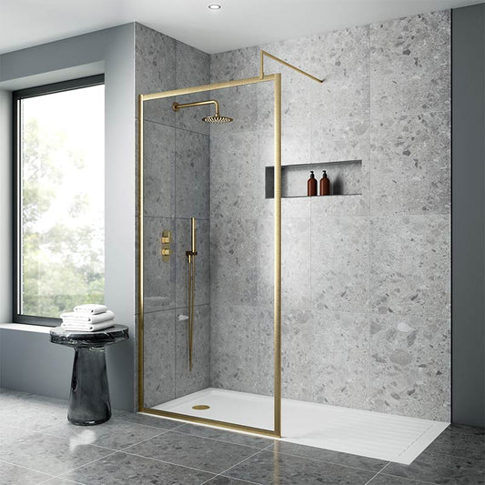 Nuie Full Outer Frame Wetroom 8mm Toughened Safety Glass Screen (8 sizes, 2 colours) - Brand New Bathrooms