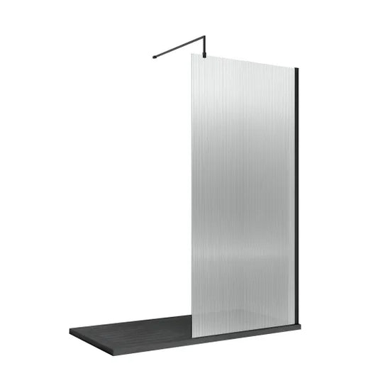 Nuie Fluted Wetroom Screen Including Support Bar (1 size, 4 colours) - Brand New Bathrooms
