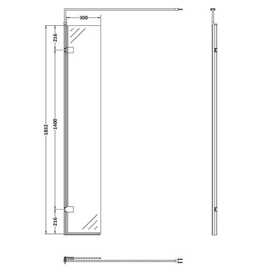 Nuie Wetroom Swing Screen (2 sizes, Brushed Brass) - Brandnew Bathroom