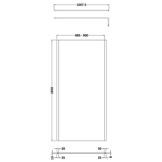 Nuie Wetroom Screen Outer Frame (8 sizes, Brushed Pewter) - Brand New Bathrooms