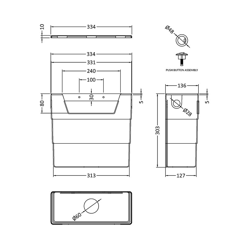 Nuie Dual Flush Concealed Toilet Cistern (1 size, Black) - Brand New Bathrooms