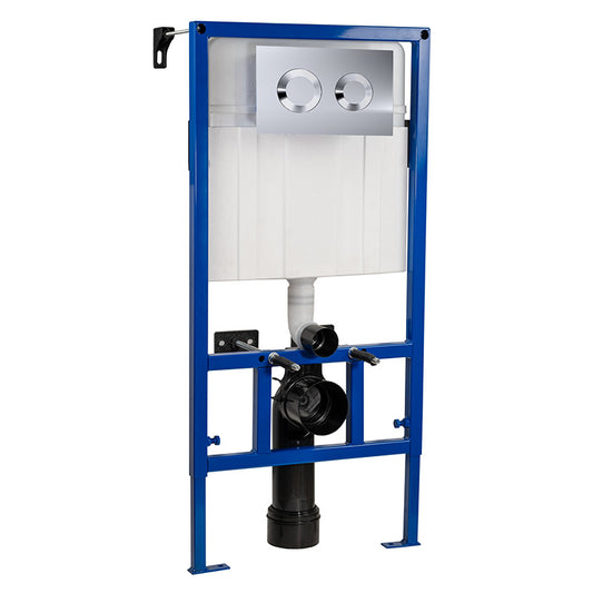 Nuie Dual Flush Concealed Toilet Cistern & Frame with Plate (1 size, 2 styles, Chrome) - Brand New Bathrooms