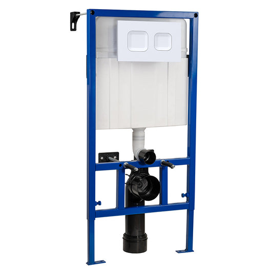 Nuie Dual Flush Concealed Toilet Cistern & Frame with Plate (1 size, 2 styles, White) - Brand New Bathrooms