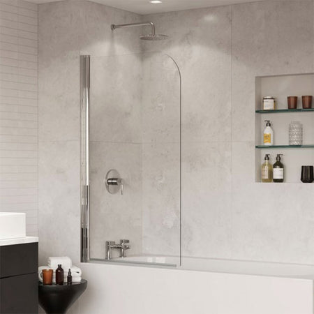 Coram Showers Compact Curved Bath Screen (1 size, Chrome) - Brand New Bathrooms