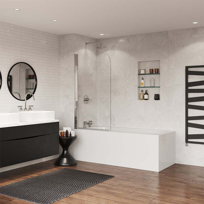 Coram Showers Curved Bath Screen (1 size, Chrome) - Brand New Bathrooms