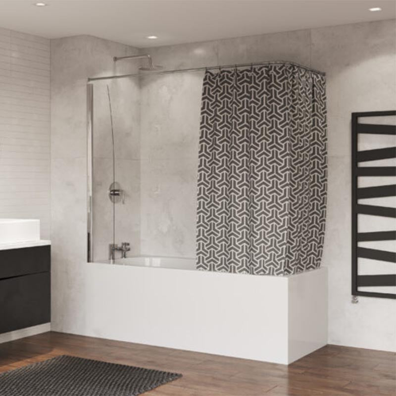 Coram Showers Bath Screen Panel for Shower Curtain (1 size, Chrome) - Brand New Bathrooms