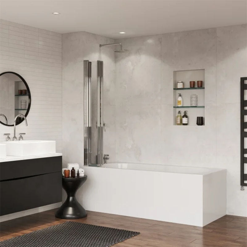 Coram Showers Folding 5 Panel Bath Screen (1 size, Chrome) - Brand New Bathrooms
