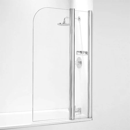 Coram Showers Compact Curved Bath Screen with Side Panel (1 size, Chrome) - Brand New Bathrooms