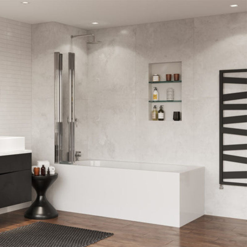 Coram Showers Folding 4 Panel Bath Screen (1 size, Chrome) - Brand New Bathrooms