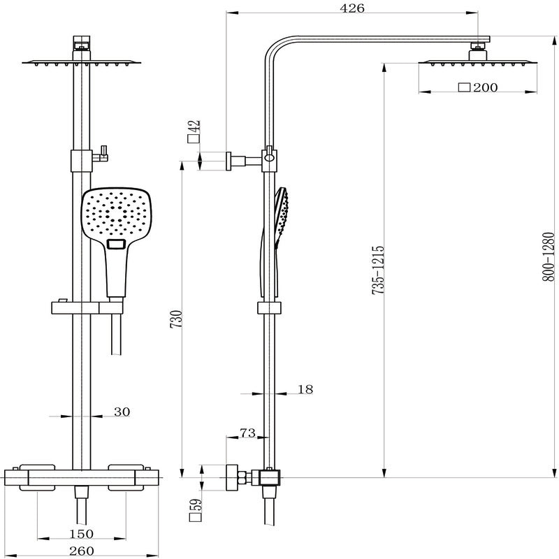 Tailored Bathrooms Menai Premium Thermostatic Overhead Shower Kit (2 styles, Brushed Bronze) - Brand New Bathrooms