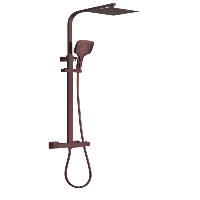 Tailored Bathrooms Menai Premium Thermostatic Overhead Shower Kit (2 styles, Brushed Bronze) - Brand New Bathrooms