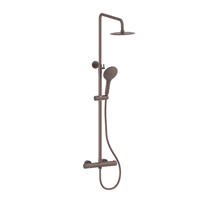 Tailored Bathrooms Menai Premium Round Thermostatic Overhead Shower Kit (Brushed Bronze) - Brand New Bathrooms