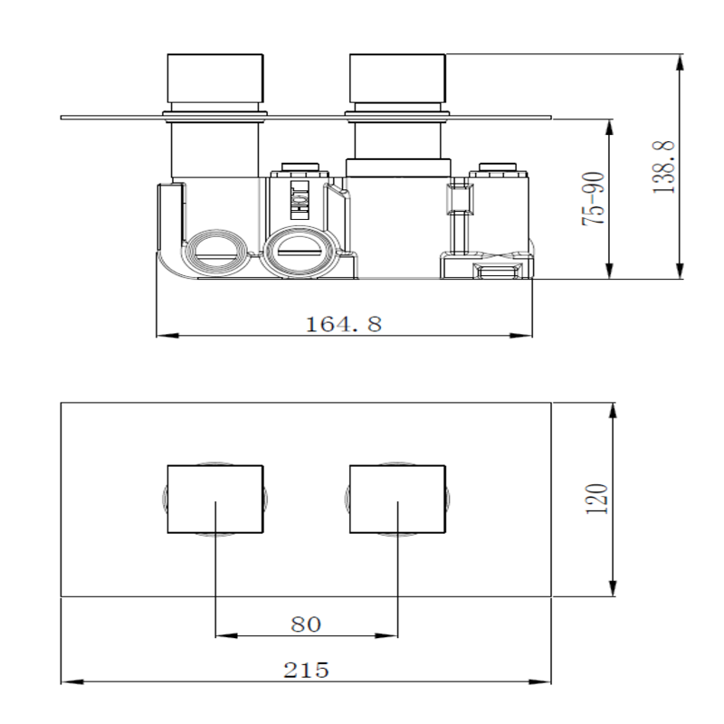 Tailored Bathrooms Concealed Thermostatic 2 Handle 2 Way Shower Kit with Stainless Steel Head (2 styles, Brushed Bronze) - Brand New Bathrooms