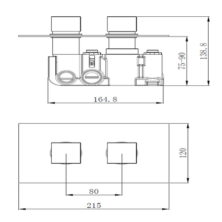 Tailored Bathrooms Concealed Thermostatic 2 Handle 2 Way Shower Kit with Stainless Steel Head (2 styles, Brushed Bronze) - Brand New Bathrooms