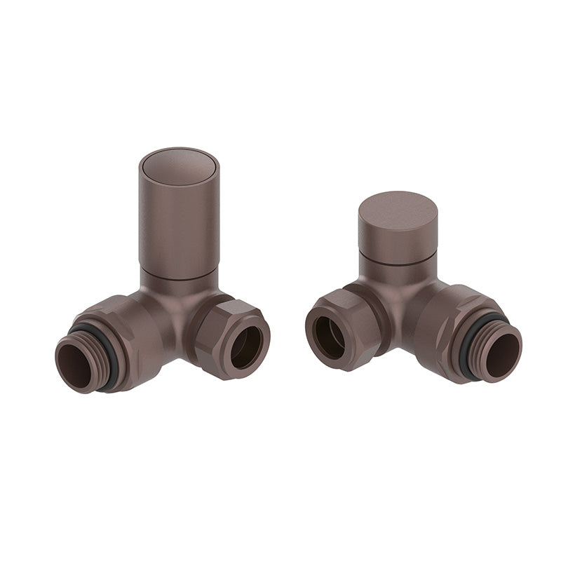 Tailored Bathrooms Modern Towel Rail Valves (3 styles, Brushed Bronze) - Brand New Bathrooms