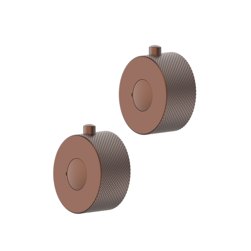 Tailored Bathrooms Menai Round Knurled Shower Valve Handle (1 pair, 5 colours) - Brand New Bathrooms